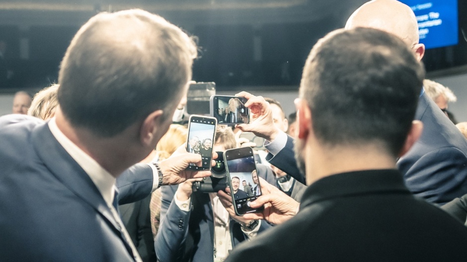 Media take pictures of Ukraine's president Volodymyr Zelenskyy at the Munich Security Conference, February 2025. / Photo: <a target="_blank" href="https://securityconference.org">MSC</a>.,