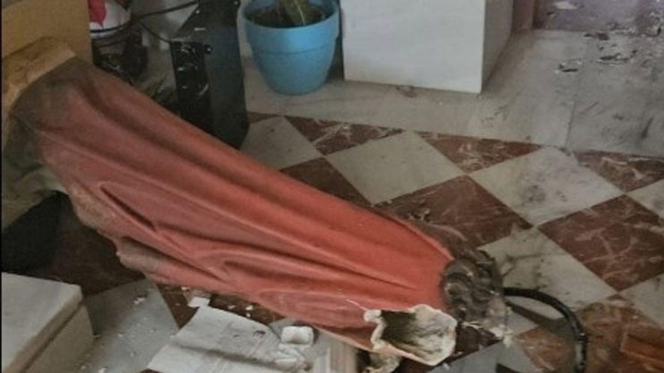 The church was destroyed after the attack. Photo: <a target="_blank" href="https://x.com/granadahoy">X Granada hoy</a>,