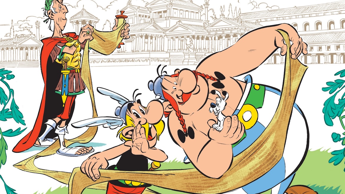 Detail of the frontpage of Asterix and the Missing Scroll. / Image: <a target="_blank" href="https://asterix.com/en/">Asterix.com</a>.,