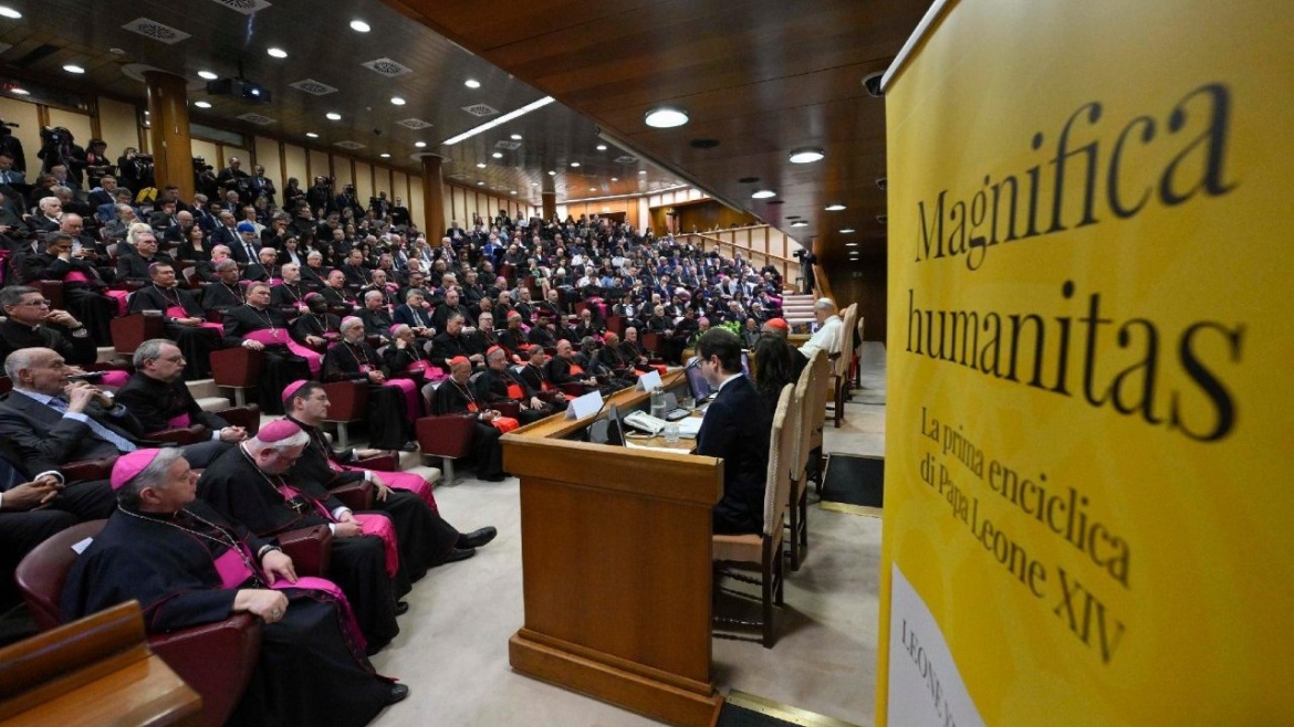 A public presentation of Pope Leo XIV’s first encyclical, Magnifica Humanitas. / Photo: <a target="_blank" href="https://www.vaticannews.va">Vatican News</a>.,