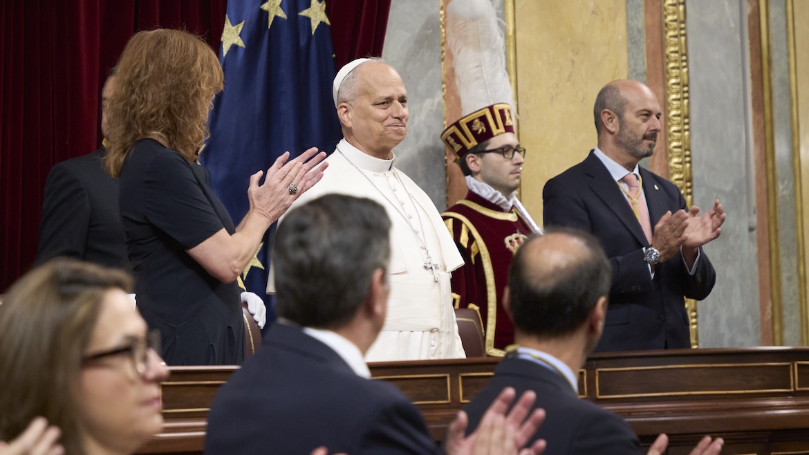 The Congress of Deputies in Spain gives an ovation to Leo XIV on Monday 8 June. / Photo: Congreso de los Diputados.,