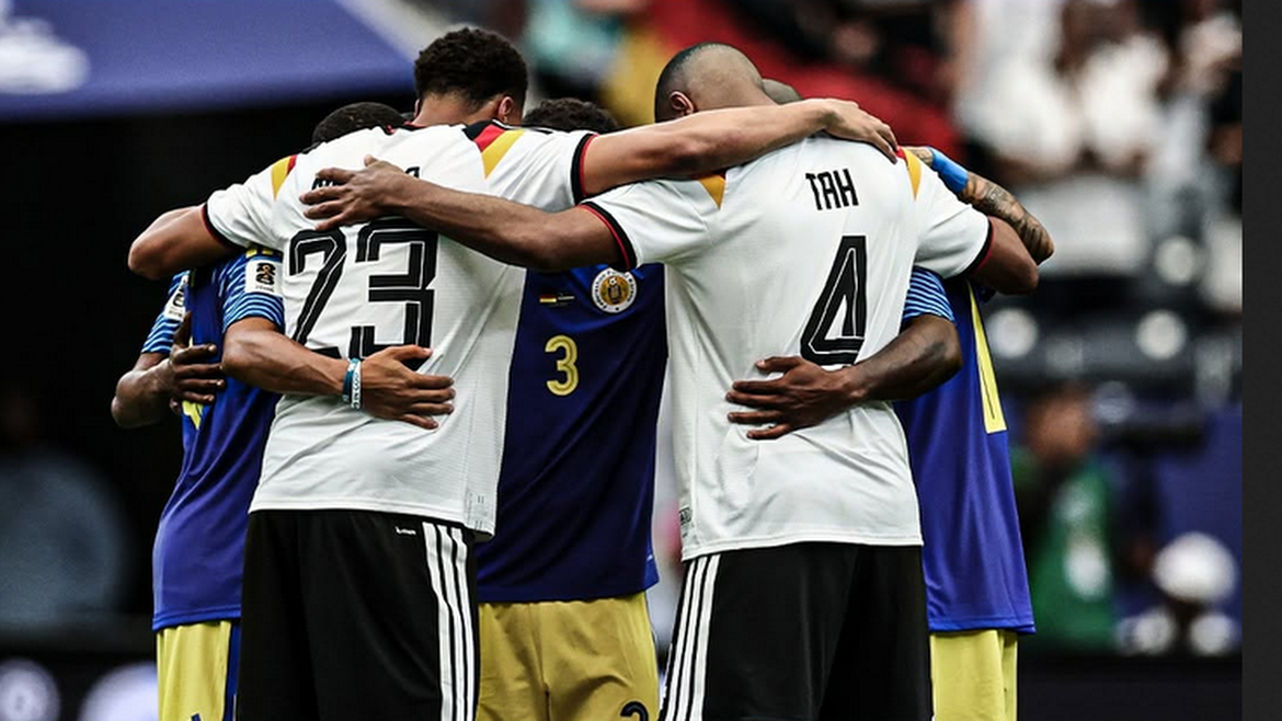 Curaçao and Germany players praying after their match. /  <a target="_blank" href="https://www.facebook.com/ESPNUK">Facebook ESPN UK</a>,