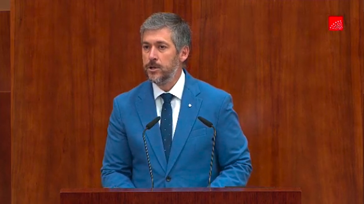 Miguel Ángel García Martín, Madrid's Minister for the Presidency, during the debate. / Photo: Madrid Autonomous Community Assembly.,