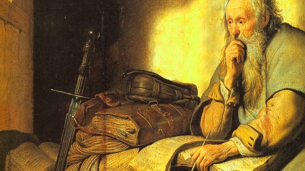 The apostle Paul in prison by Rembrandt, / Photo via <a target="_blank" href="https://weeklyword.eu/en/">Weekly Word</a>.,