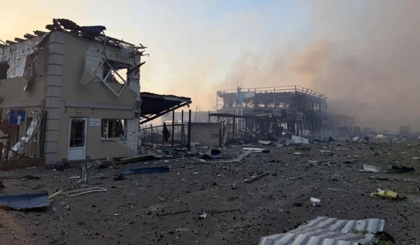Christian warehouse in Ukraine destroyed by a Russian strike Christian warehouse in Ukraine destroyed by a Russian strike