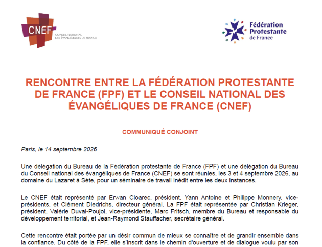 The two representative Protestant bodies in France start “trust-based dialogue” The two representative Protestant bodies in France start “trust-based dialogue”